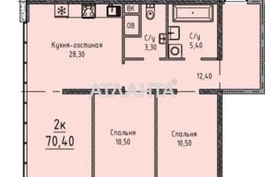 2-кімнатна квартира за адресою вул. Гагарінське плато (площа 69,2 м²) - Atlanta.ua - фото 3