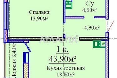 1-комнатная квартира по адресу ул. Жаботинского (площадь 43,6 м²) - Atlanta.ua - фото 4