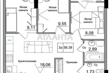 3-кімнатна квартира за адресою 7 км Овідіопольської дор. (площа 56,4 м²) - Atlanta.ua - фото 14