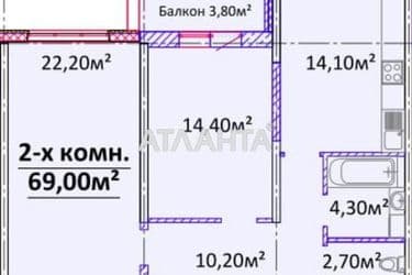 2-комнатная квартира по адресу Гагарина пр. (площадь 69 м²) - Atlanta.ua - фото 4