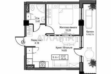 2-комнатная квартира по адресу 7 км овидиопольской дор. (площадь 35,2 м²) - Atlanta.ua - фото 10