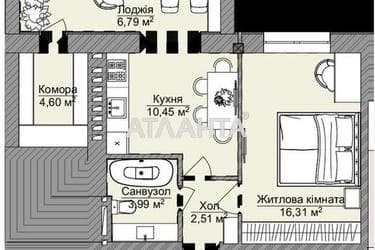 1-room apartment apartment by the address st. Dnepropetr dor Semena Paliya (area 46,2 m²) - Atlanta.ua - photo 8