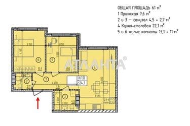 2-кімнатна квартира за адресою вул. Філатова ак. (площа 61,1 м²) - Atlanta.ua - фото 20