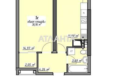 1-комнатная квартира по адресу Глушко ак. Пр. (площадь 36,9 м²) - Atlanta.ua - фото 14