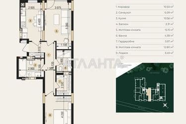 2-кімнатна квартира за адресою вул. Пасічна (площа 69,3 м²) - Atlanta.ua - фото 14