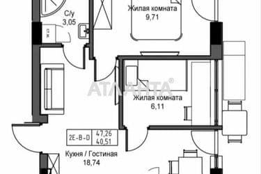 2-комнатная квартира по адресу 7 км овидиопольской дор. (площадь 40,5 м²) - Atlanta.ua - фото 10
