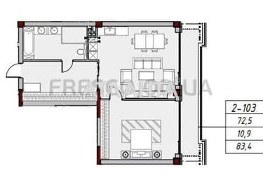 1-room apartment apartment by the address st. Azarova vitse adm (area 83,4 m²) - Atlanta.ua - photo 6