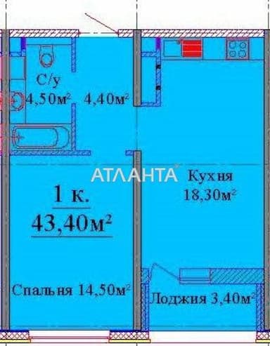 1-комнатная квартира по адресу ул. Жаботинского (площадь 43,4 м²) - Atlanta.ua - фото 12