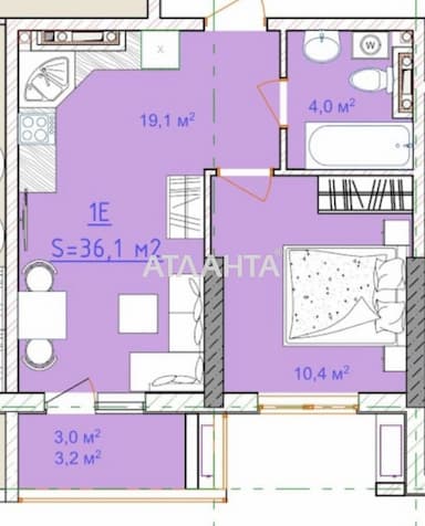 1-кімнатна квартира за адресою вул. Вільямса ак. (площа 36,1 м²) - Atlanta.ua - фото 6