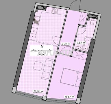 1-комнатная квартира по адресу Курортный пер. (площадь 52 м²) - Atlanta.ua - фото 23