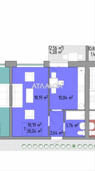 1-комнатная квартира по адресу Небесной Сотни пр. (площадь 38 м²) - Atlanta.ua - фото 18