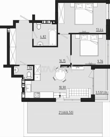 2-кімнатна квартира за адресою вул. Чехова (площа 72,9 м²) - Atlanta.ua - фото 12